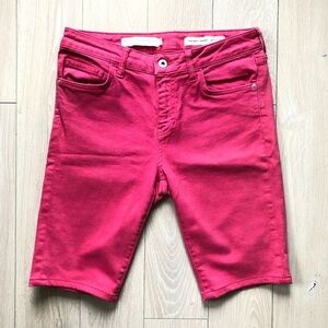 Anthropologie Pilcro and the Letterpress Mid-Rise Skinny Jean Shorts Hot Pink 28